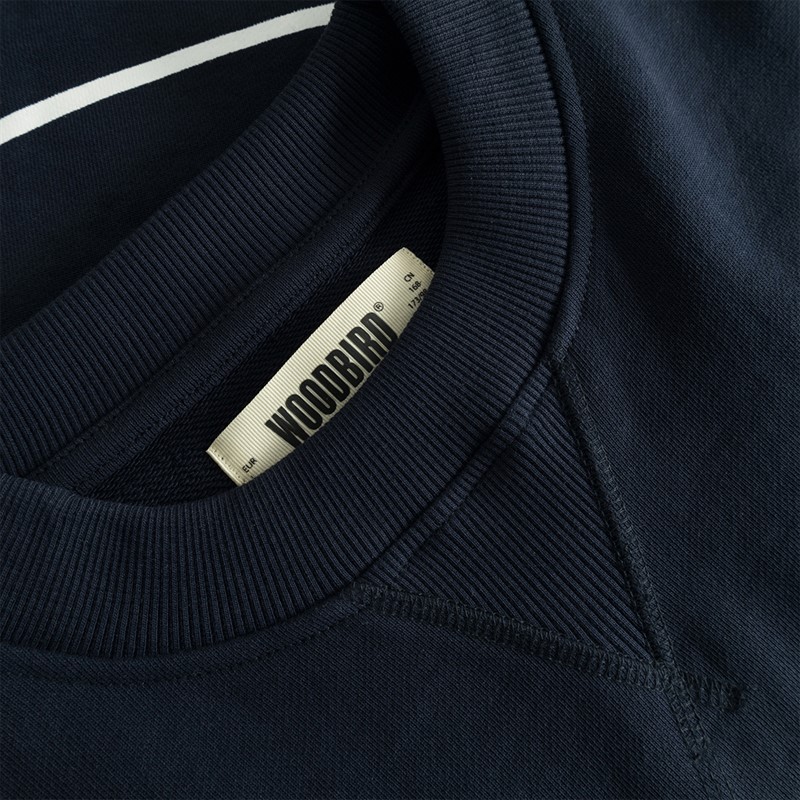 Woodbird Herren Zuckerrohr Schüssel Rundhals Pullover Dark Navy