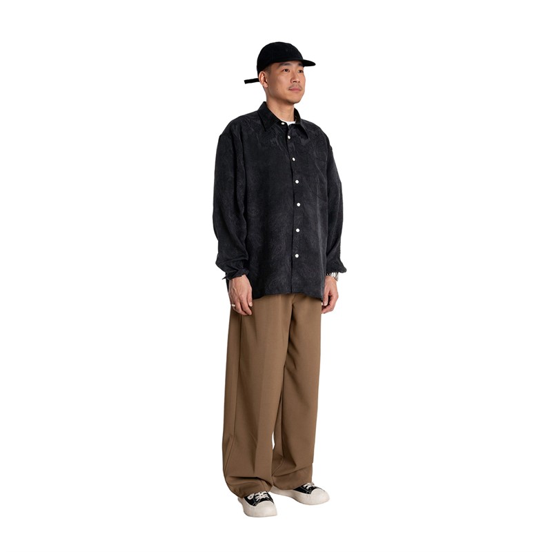 Woodbird Herren Buzo Paisley Hemd Schwarz