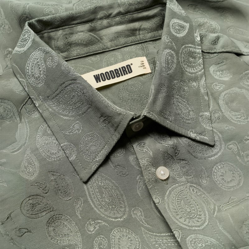 Woodbird Herre Buzo Paisley Skjorte Grå Grøn Grey-Green