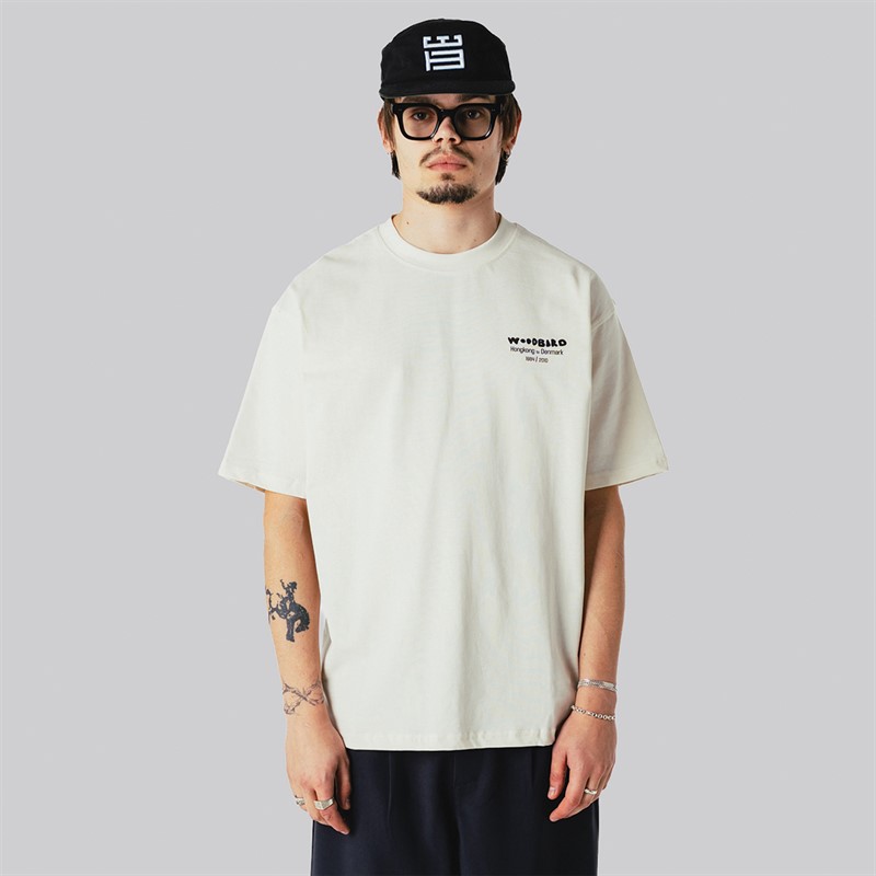 Woodbird Herre Baine Wok T-shirt Off White