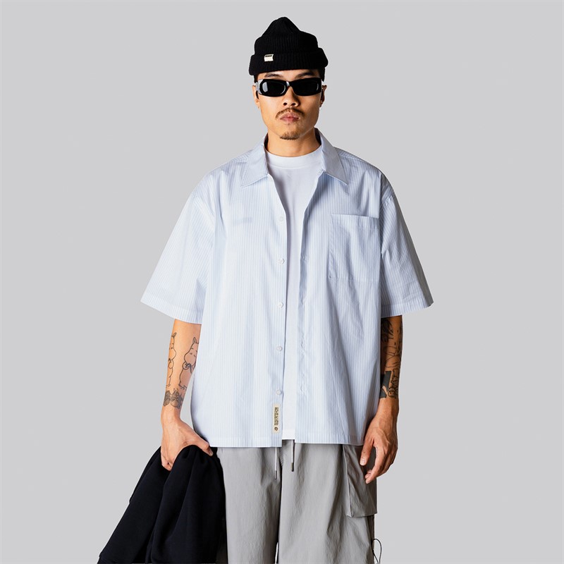 Woodbird Herre Wang Wok Skjorte Light Blue