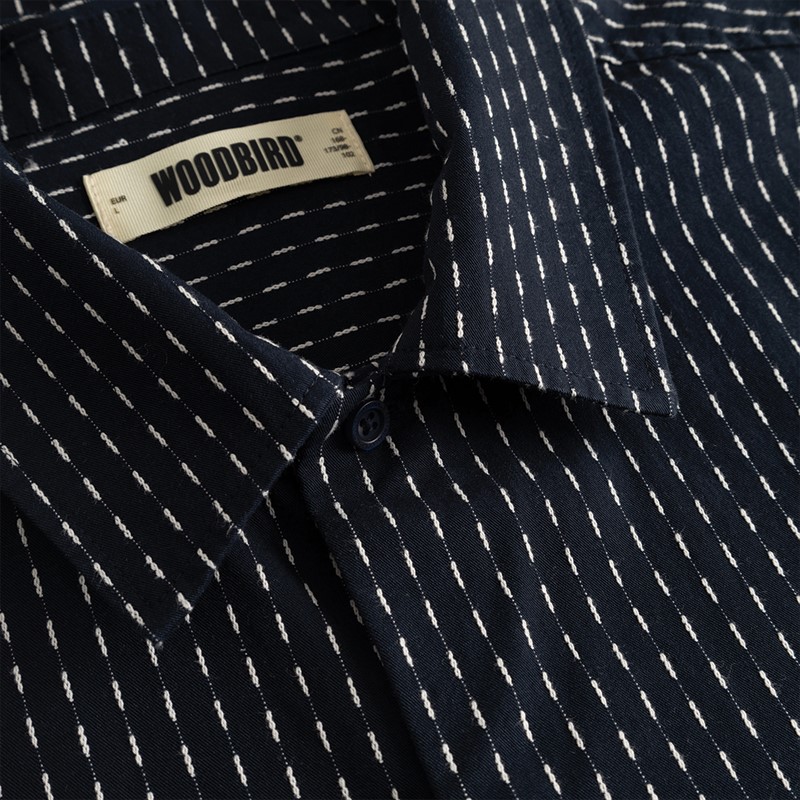 Woodbird Herre Wang Shiko Skjorte Dark Navy