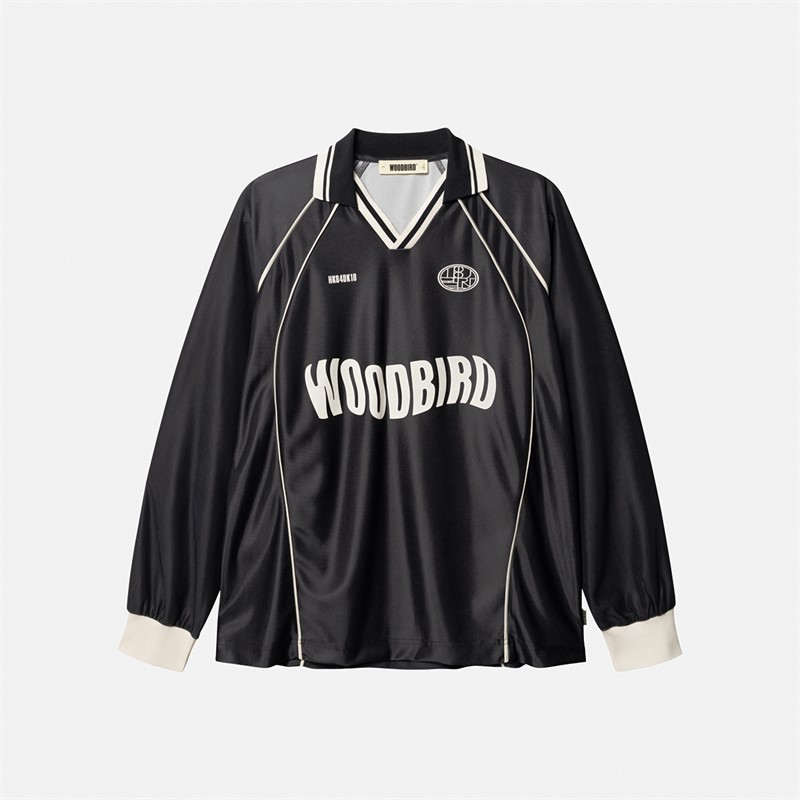 Woodbird Herre Taka Langærmet Poloshirt Sort