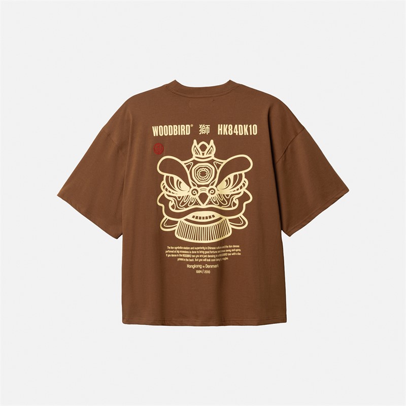 Woodbird Herre Beam Løve T-shirt Mid Brown