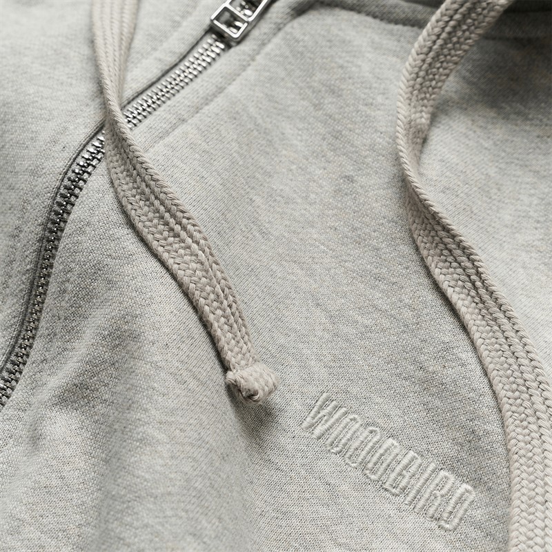 Woodbird Herre Fuji Base Zip Hættetrøje Light Grey Melange
