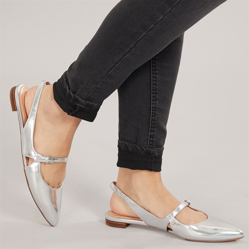 Cole Haan Womens Anya Slingback Flat Shoes Silver - Size 3