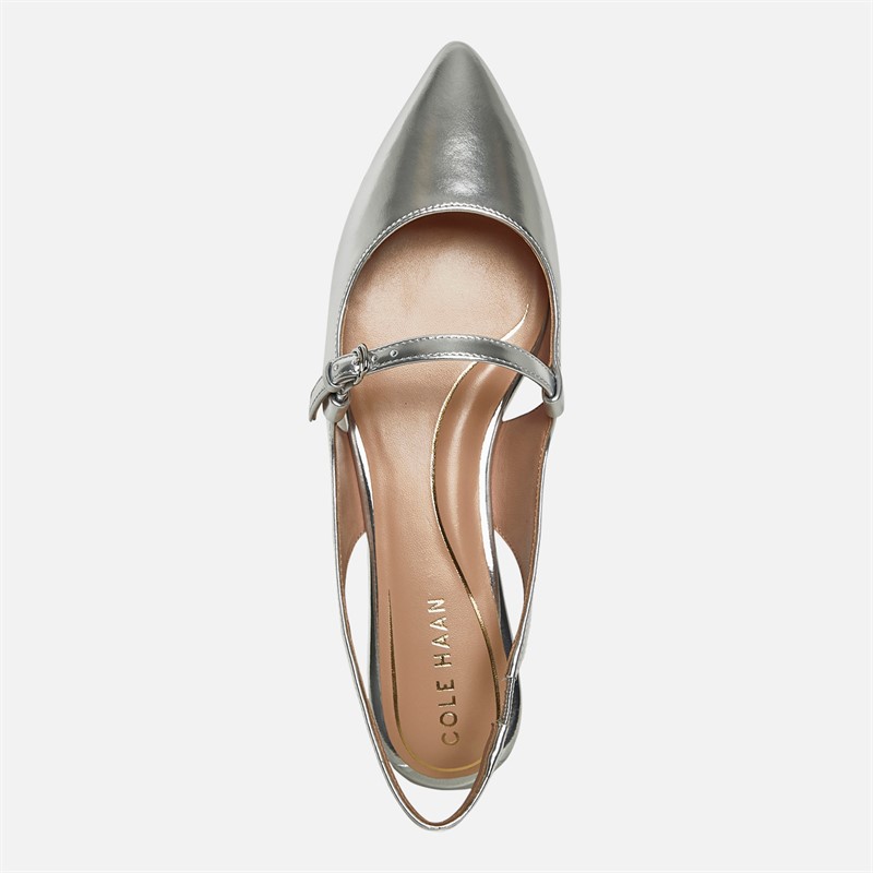 Cole Haan Womens Anya Slingback Flat Shoes Silver