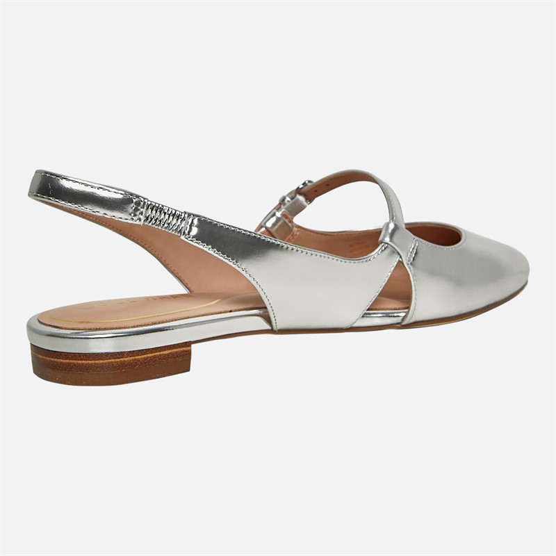 Cole Haan Womens Anya Slingback Flat Shoes Silver