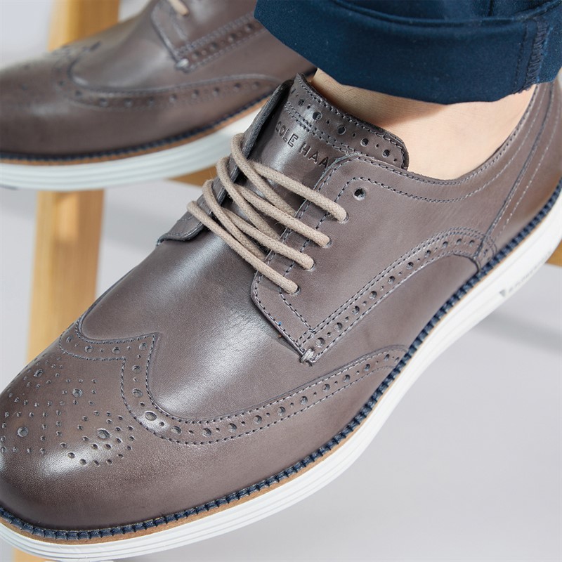 Cole Haan Mens Original Remastered Wingtip Oxford Shoes Glacier Grey