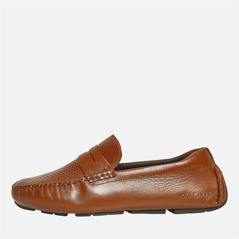 Cole Haan Mens Grand Laser Penny Driver Loafers Medium Brown