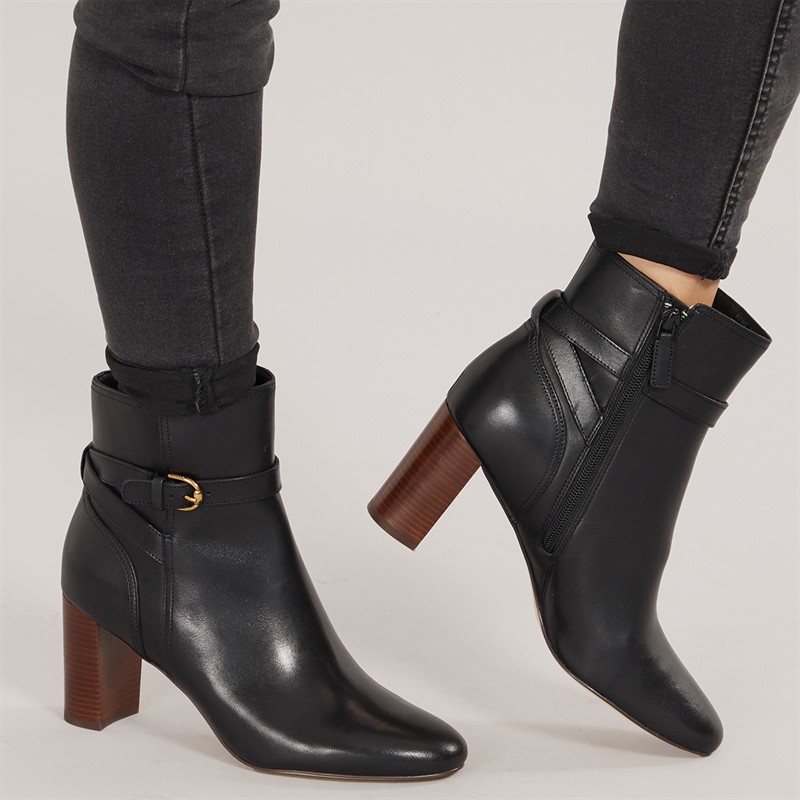 Cole Haan Womens Glendale Jodhpur Suede Block Heel Ankle Boots Black Leather