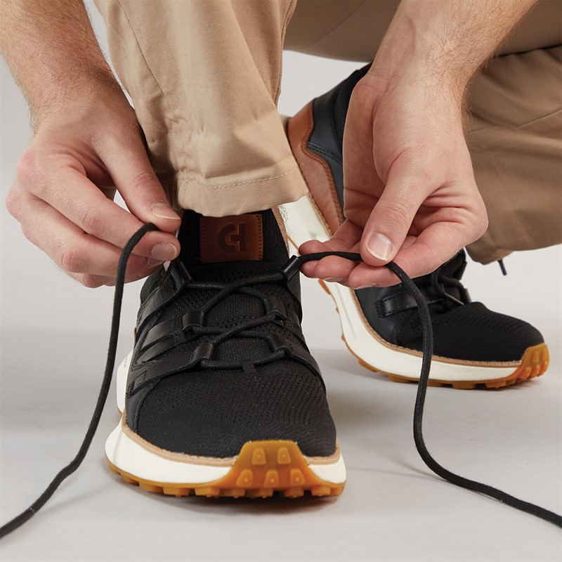 Cole Haan Mens Grand Motion Woven Stitch II Trainers Black/Tan/Ivory