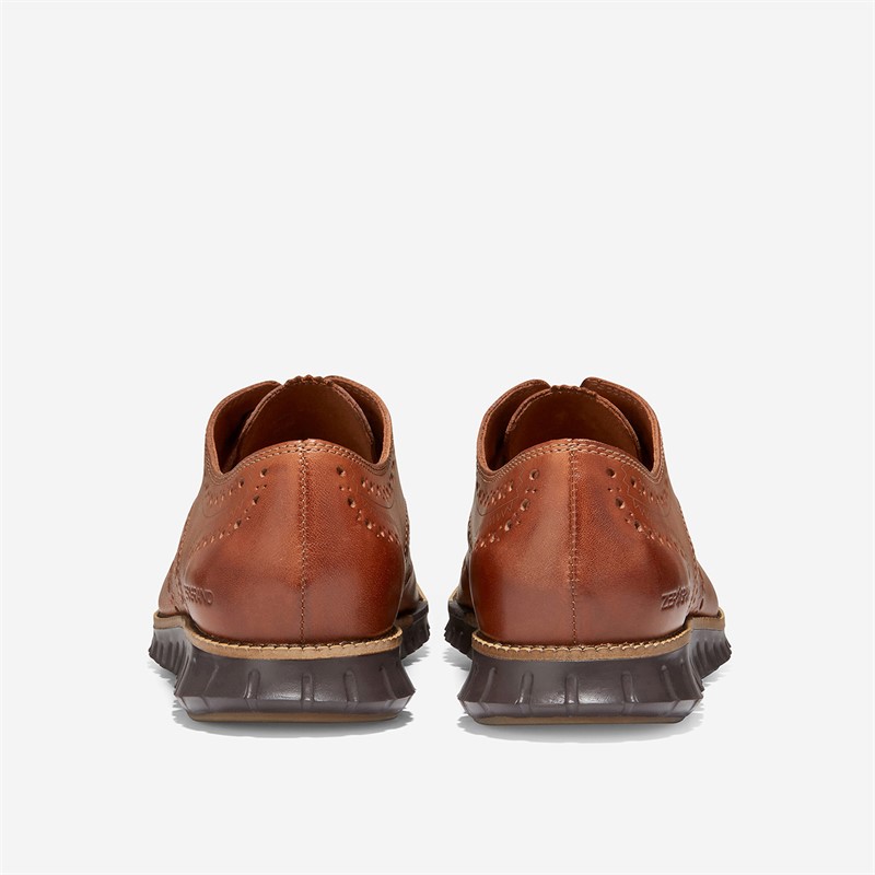 Cole Haan Mens Zero Grand Wingtip Oxford Shoes British Tan/Java