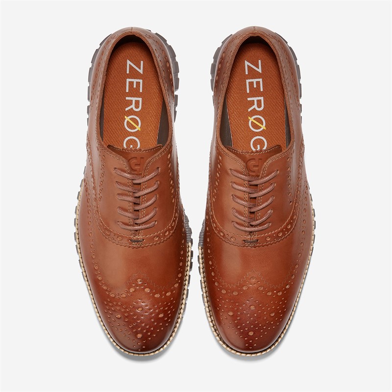 Cole Haan Mens Zero Grand Wingtip Oxford Shoes British Tan/Java