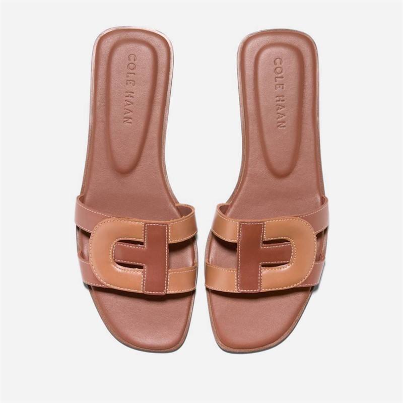 Cole Haan Womens Chrisee Slide Sandals Dark Cuoio Brown/Pecan
