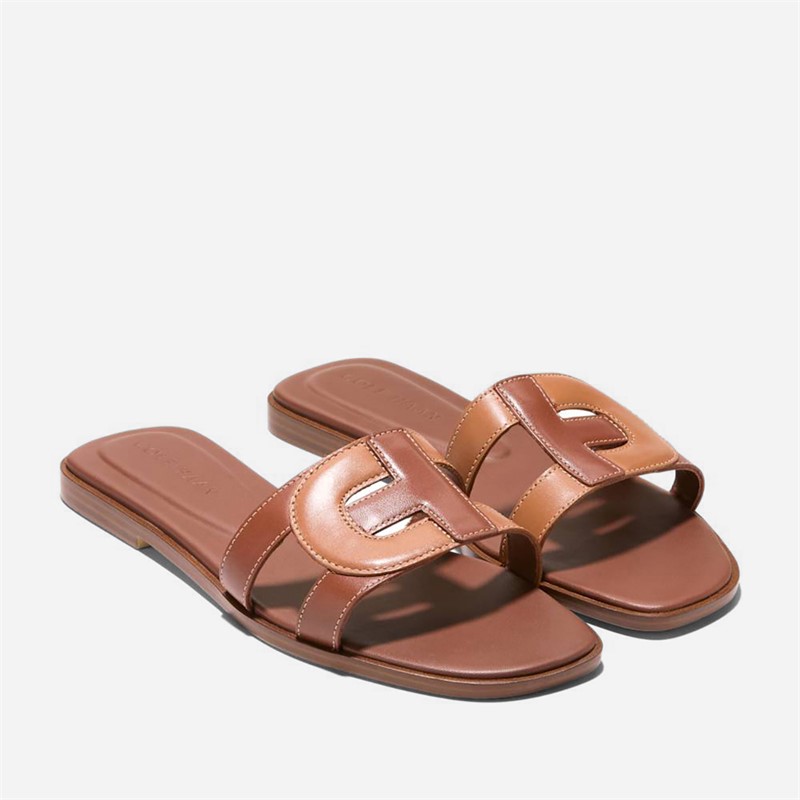 Cole Haan Womens Chrisee Slide Sandals Dark Cuoio Brown/Pecan