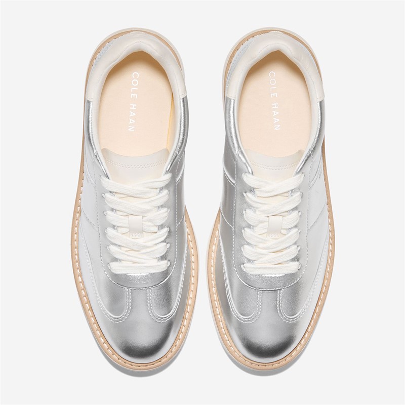 Cole Haan Womens Original Grand Max Platform Trainers Silver Metallic/Ivory