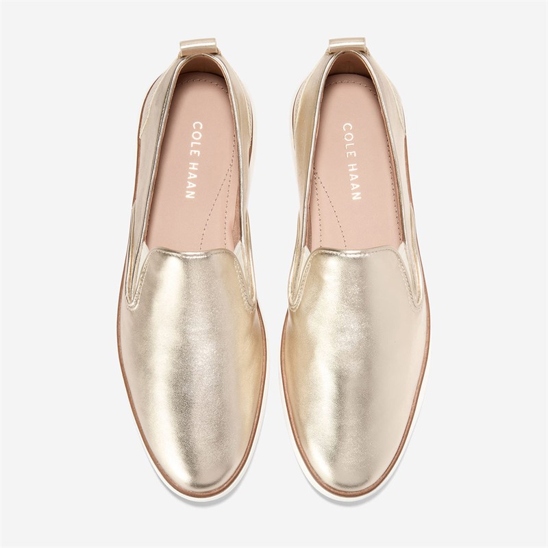 Cole Haan Womens Grand Ambition 2.0 Galena Loafers Soft Gold