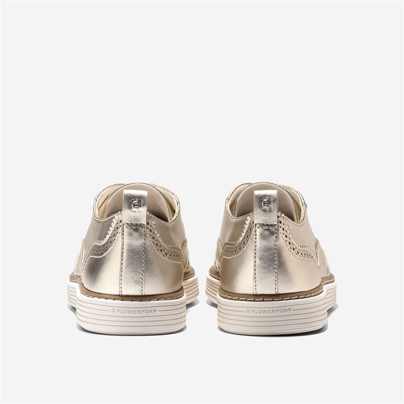 Cole Haan Womens Original Grand Camarin Wingtip Oxford Shoes Gold Metallic