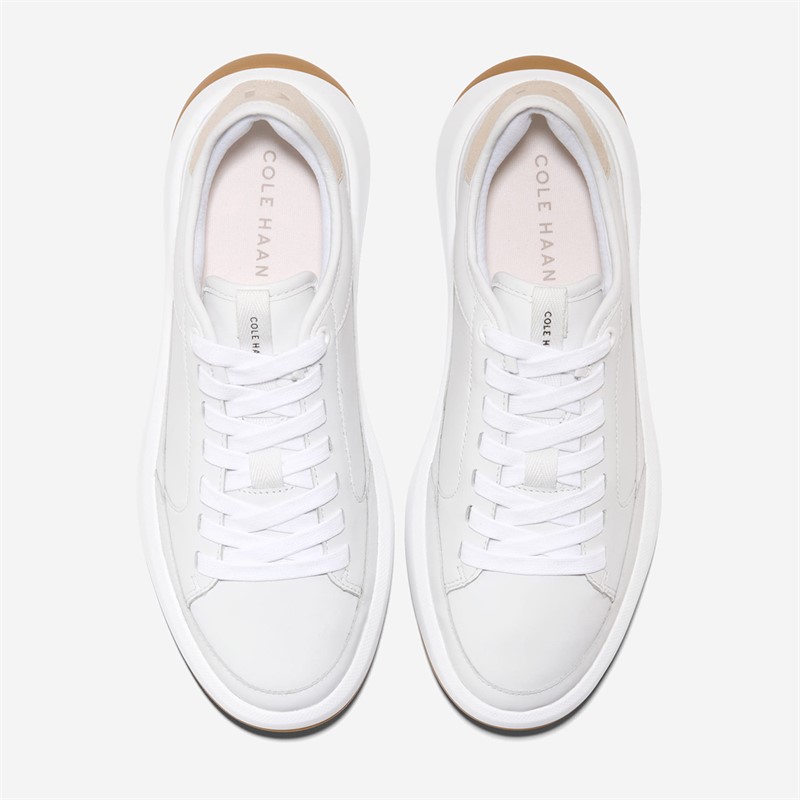 Cole Haan Womens Grandpro All Day Court Leather Trainers Optic White