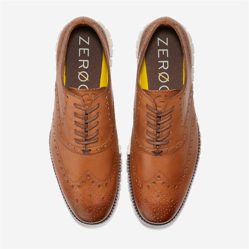 Cole Haan Mens Zero Grand Wingtip Oxford Shoes British Tan
