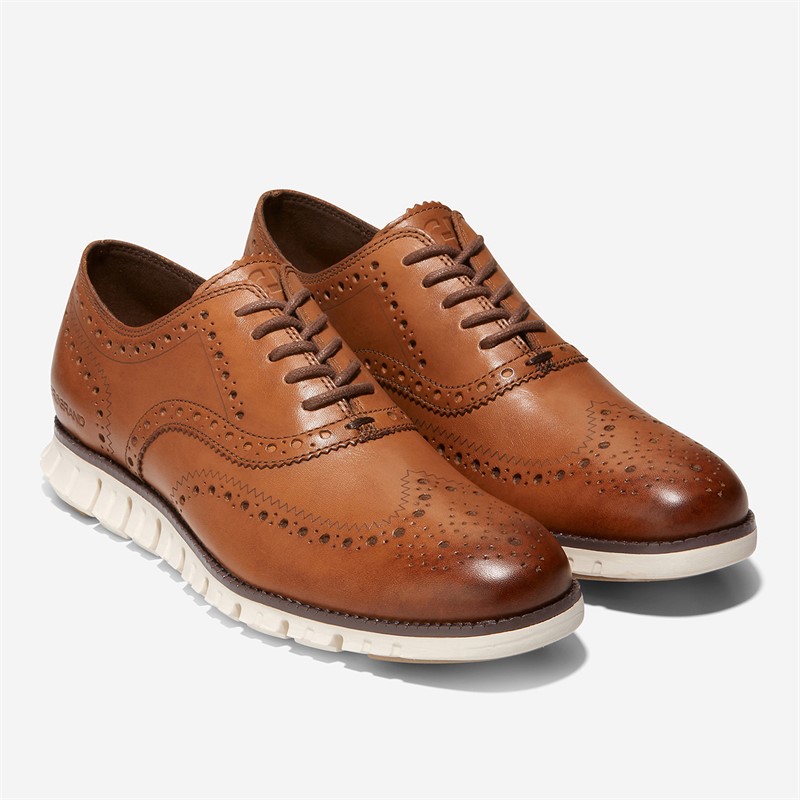 Cole Haan Mens Zero Grand Wingtip Oxford Shoes British Tan