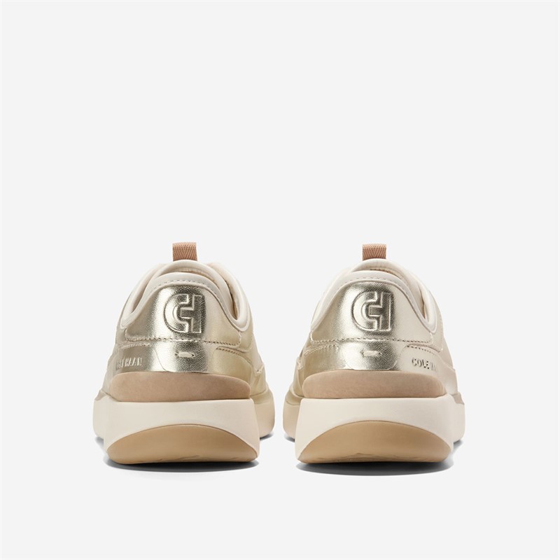 Cole Haan Womens Grandpro All Day Court Leather Trainers Soft Gold/Tuscan Sand/Ivory