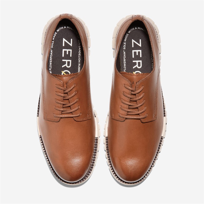 Cole Haan Mens Zerogrand Remastered Plain Toe Oxford Shoes British Tan/Ivory