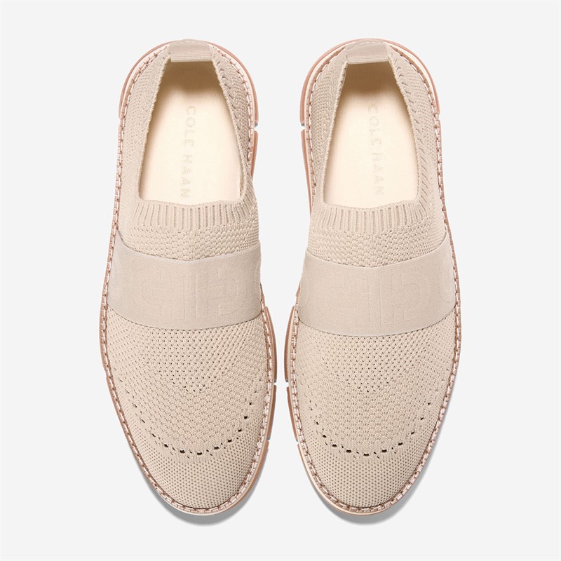 Cole Haan Womens Zerogrand Rella Stitchlite Slip On Trainers Rye Knit/Ivory