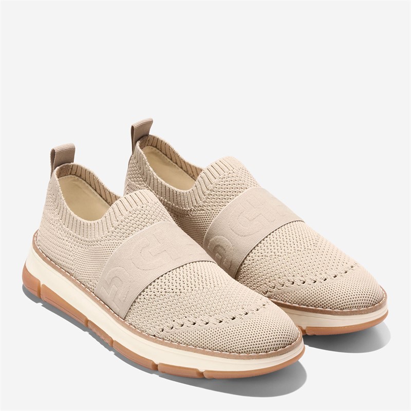 Cole Haan Womens Zerogrand Rella Stitchlite Slip On Trainers Rye Knit/Ivory