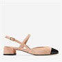 Cole Haan Womens Pella Block Heel Slingback Shoes Tuscan Sand/Black Patent