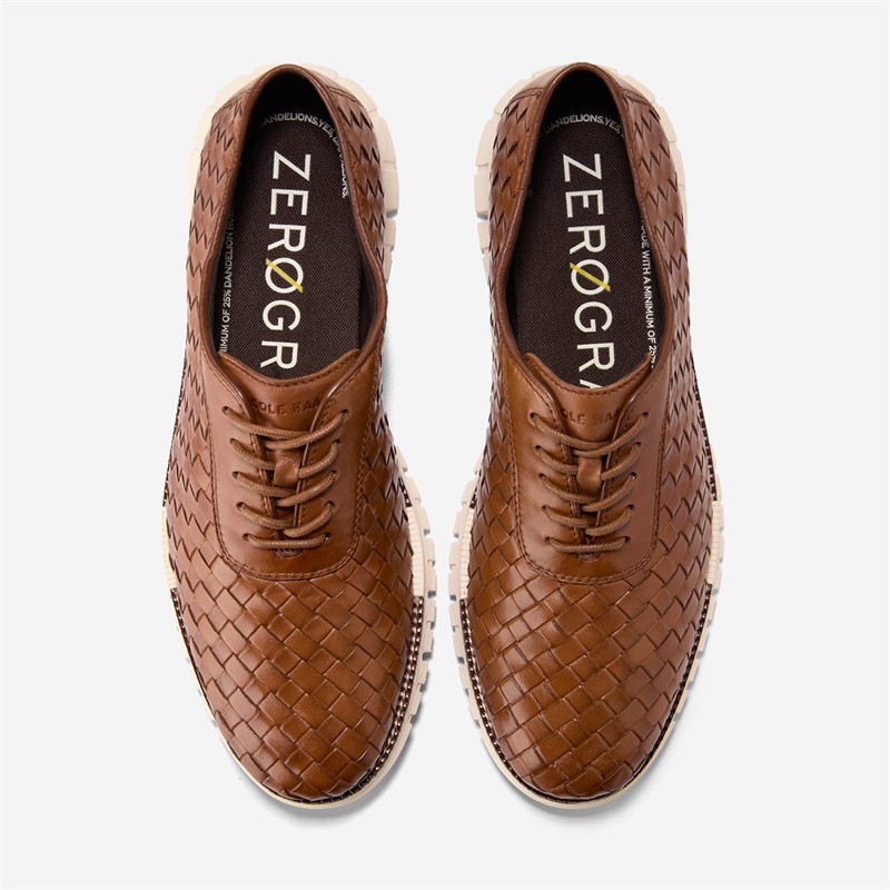 Cole Haan Mens Zerogrand Remastered Woven Ox Shoes British Tan/Dark Natural Ivory