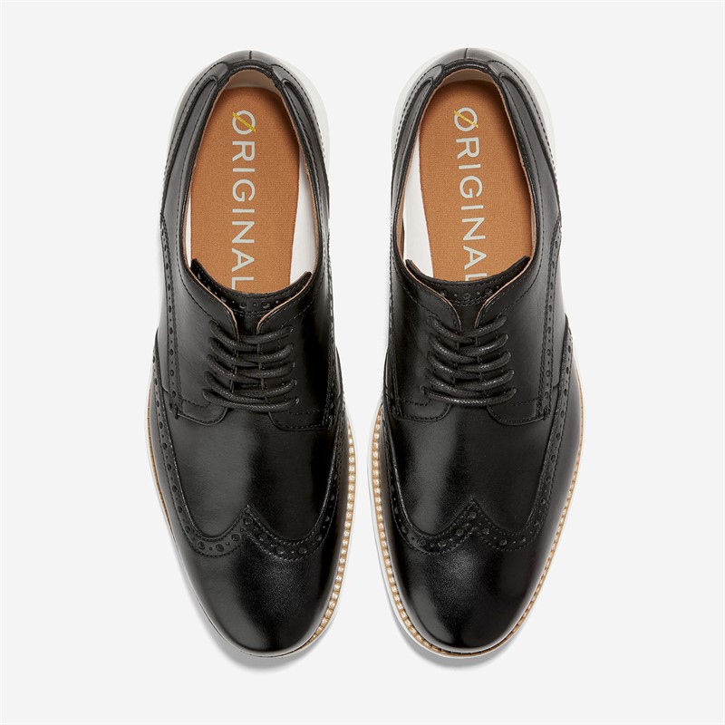 Cole Haan Mens Original Grand Wingtip Oxford Classic Shoes Black/White