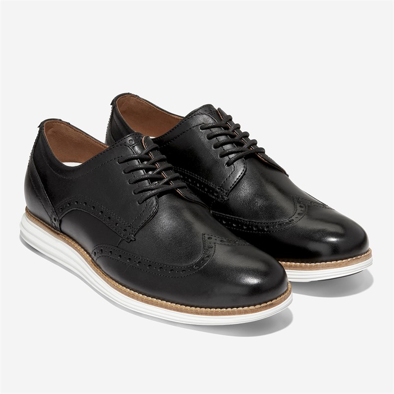 Cole Haan Mens Original Grand Wingtip Oxford Classic Shoes Black/White