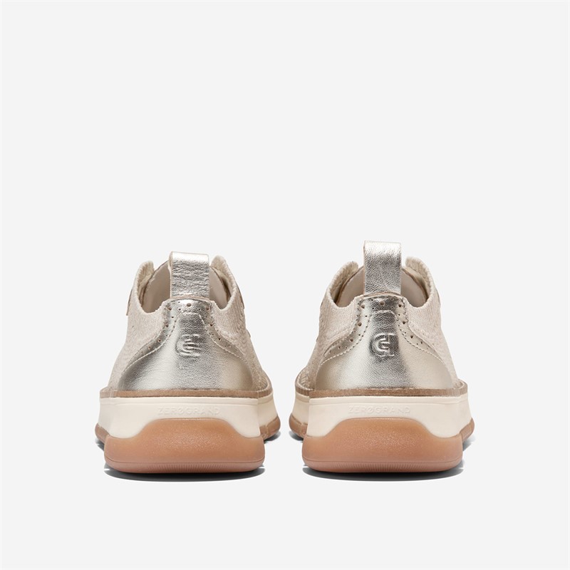 Cole Haan Womens Zerogrand Rella Stitchlite Oxford Shoes Ivory/Gold Metallic