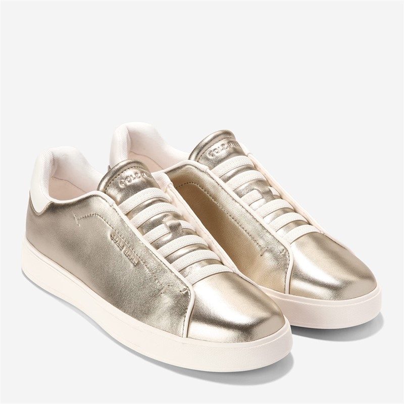 Cole Haan Womens Grandpro Luxe Slip On Trainers Soft Gold Metallic/Ivory