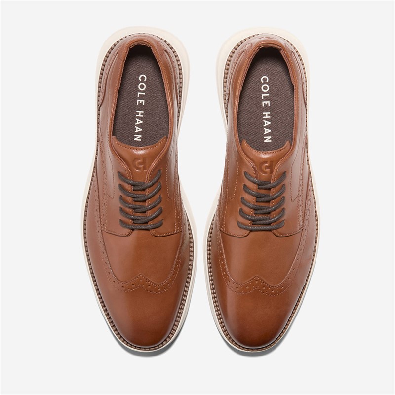 Cole Haan Mens Shadow Lite Wingtip Oxford Shoes British Tan/Ivory British Tan-Ivory