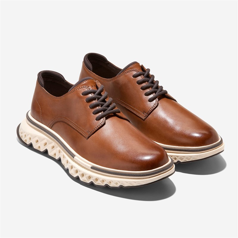 Cole Haan Mens 5.Zerøgrand Plain Toe Oxford Shoes British Tan/Angora/Ivory British Tan-Angora-Ivory