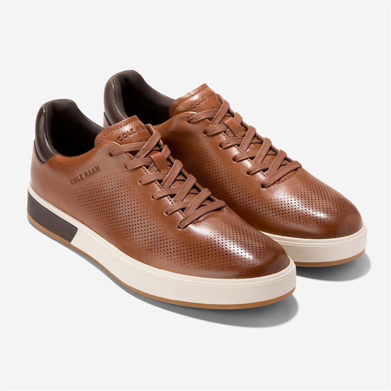 Cole Haan Mens Grandprø Angleace Trainers British Tan/Chocolate/Ivory British Tan-Chocolate-Ivory