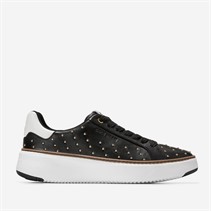 Cole Haan Womens Grandprø Topspin Studded Trainers Black/Gold Studs Black-Gold Studs
