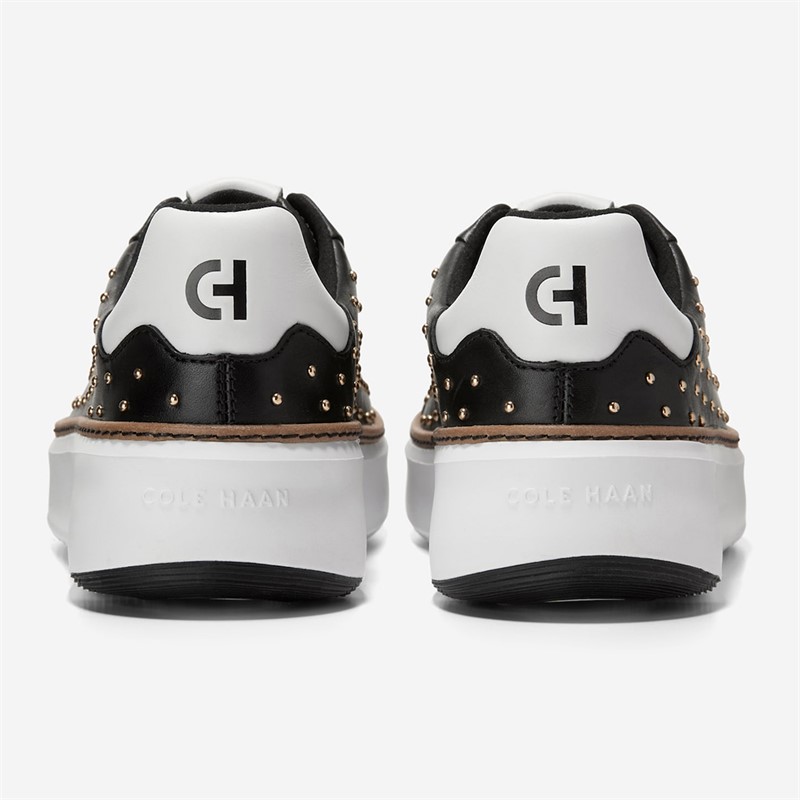 Cole Haan Womens Grandprø Topspin Studded Trainers Black/Gold Studs Black-Gold Studs