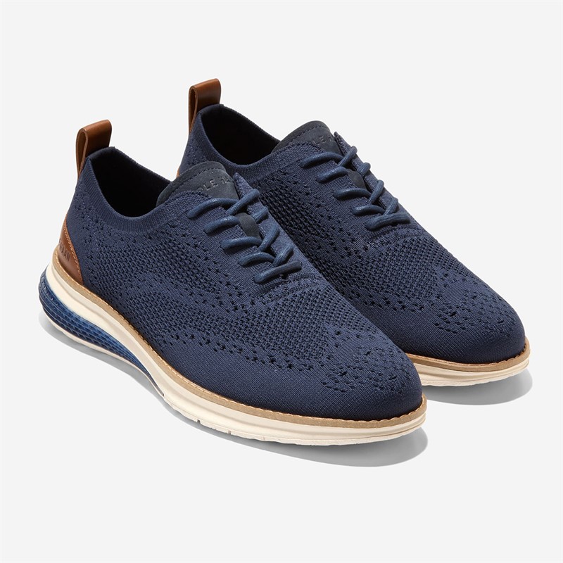 Cole Haan Mens Øriginal Grand Energyweave Stitchlite™ Wingtip Oxford Shoes Navy Blazer/Ivory/Natural Navy Blazer-Ivory-Natural