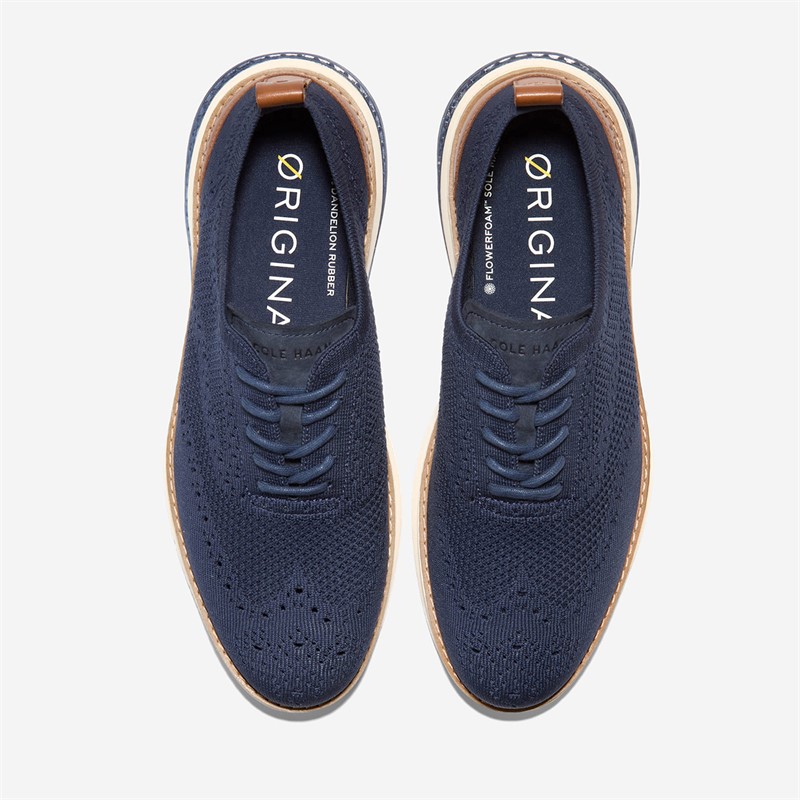 Cole Haan Mens Øriginal Grand Energyweave Stitchlite™ Wingtip Oxford Shoes Navy Blazer/Ivory/Natural Navy Blazer-Ivory-Natural