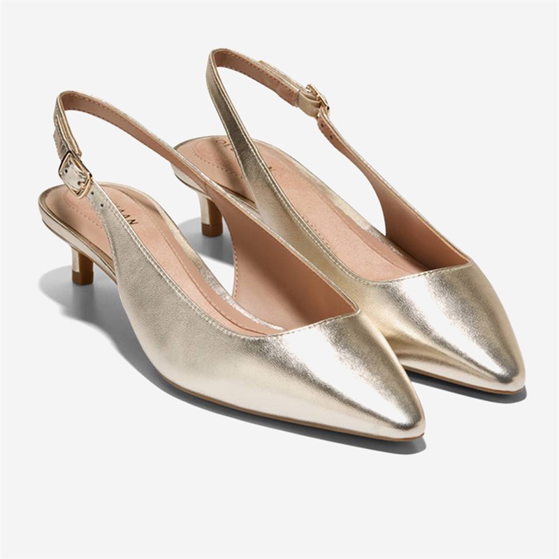 Cole Haan Womens Go To Jocelyn Slingback Shoes Soft Gold Leather