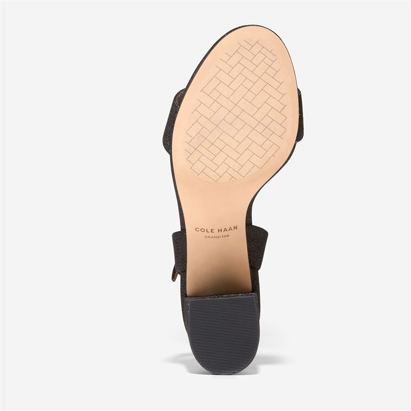 Cole Haan Womens Josie Block Heel Sandals Black Glitter