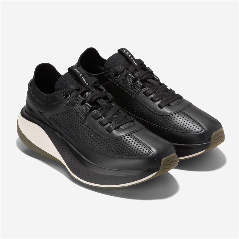 Cole Haan Womens Grandprø All-Day Leather Running Shoes Black/British Tan/Ivory Black-British Tan-Ivory