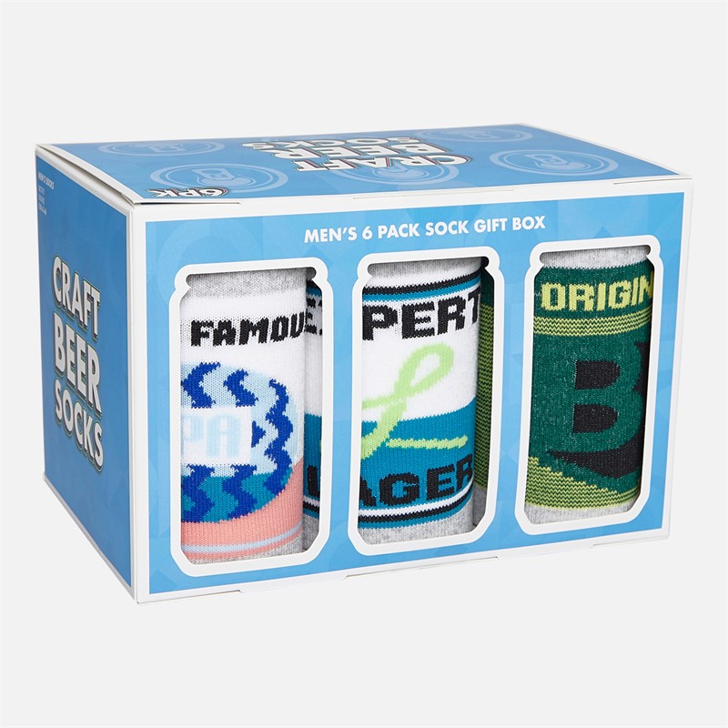 The Orrsum Sock Co. Mens Beer Box Six Pack Socks With Gift Box Grey