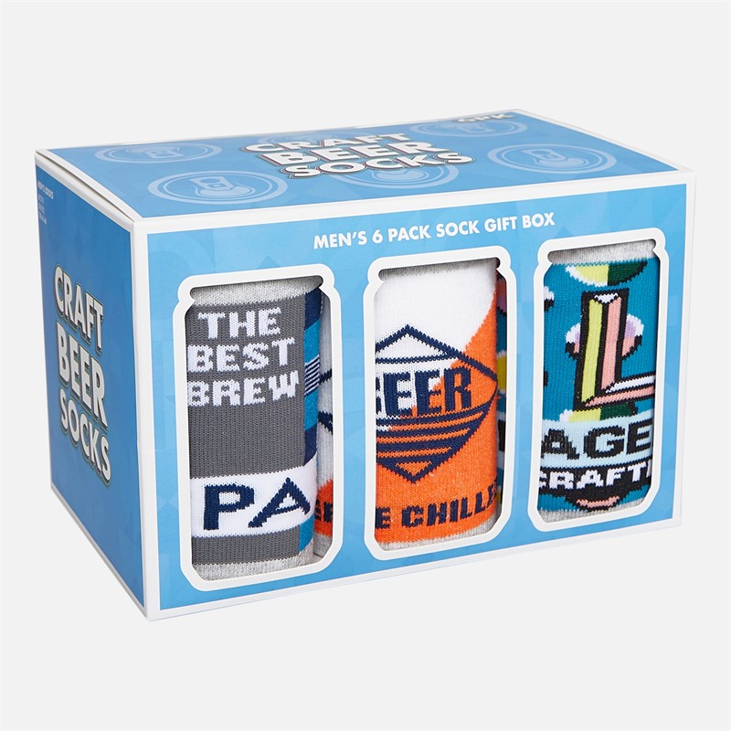 The Orrsum Sock Co. Mens Beer Box Six Pack Socks With Gift Box Grey