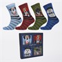 The Orrsum Sock Co. Mens Dog And Rose Gents Four Pack Socks With Gift Box Blue