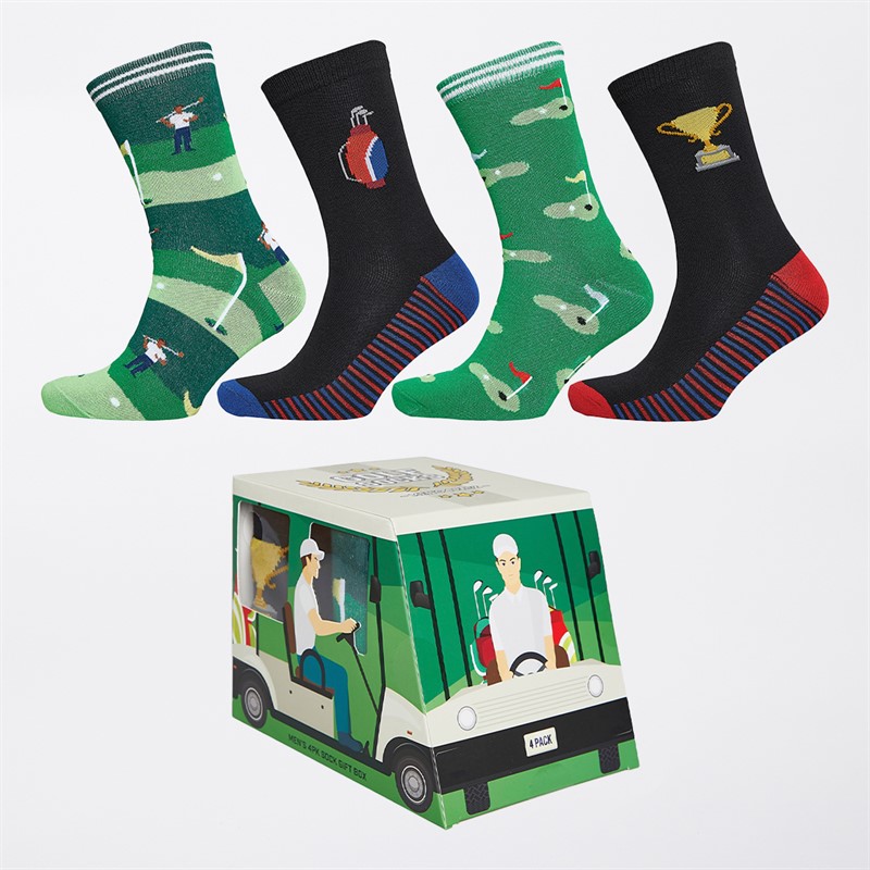 The Orrsum Sock Co. Mens Golf Cart Four Pack Socks With Gift Box Green